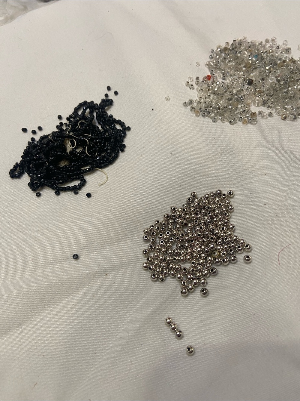 Loose Seed Bead Trio - Black, Clear, Silver